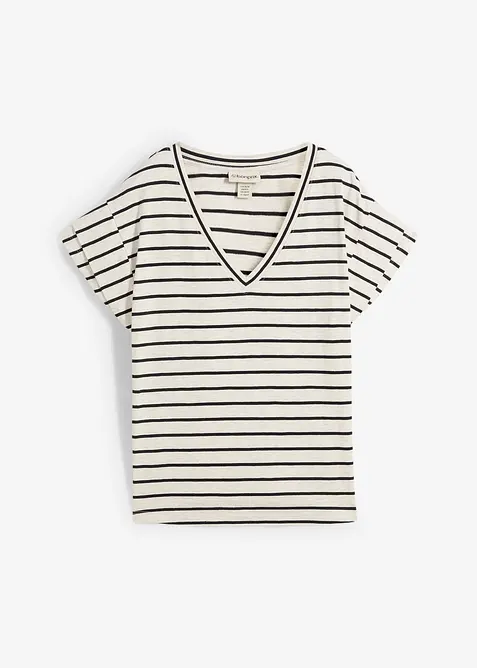 Stripete topp med volangermer, bonprix