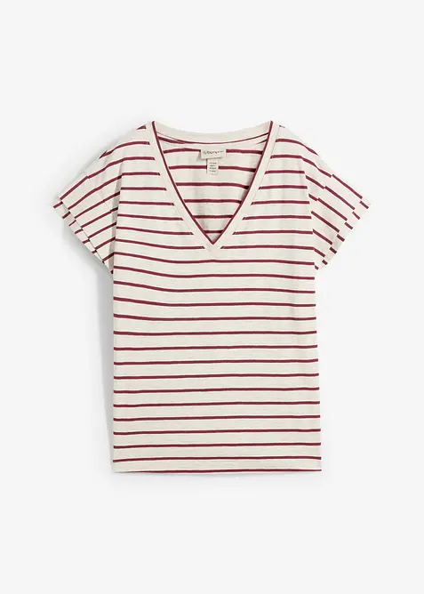 Stripete topp med volangermer, bonprix