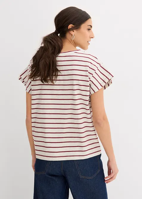 Stripete topp med volangermer, bonprix