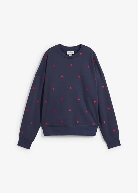 Oversized sweatshirt med broderi, bonprix