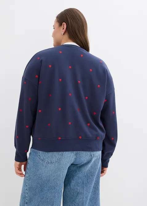 Oversized sweatshirt av bomullsmiks med broderi, bonprix
