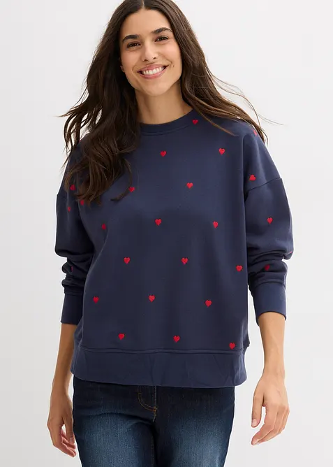 Oversized sweatshirt med broderi, bonprix