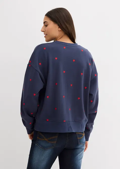 Oversized sweatshirt med broderi, bonprix