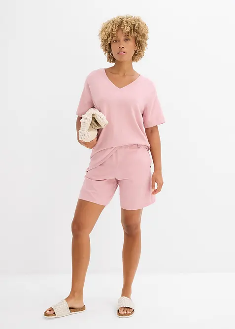 Finstrikket topp med lin, bonprix