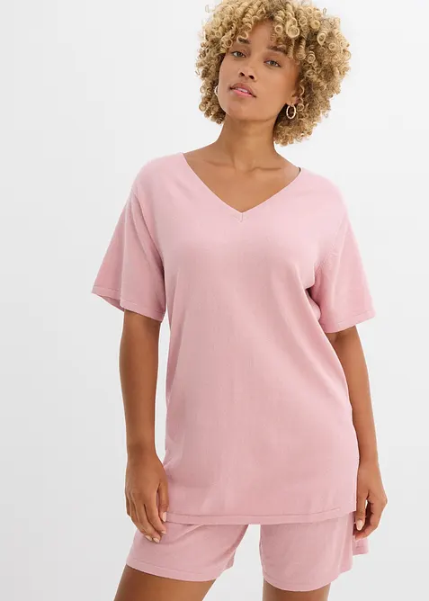 Finstrikket topp med lin, bonprix