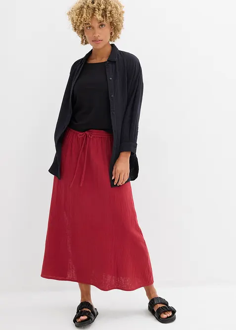 Maxiskjørt i musselin, bonprix