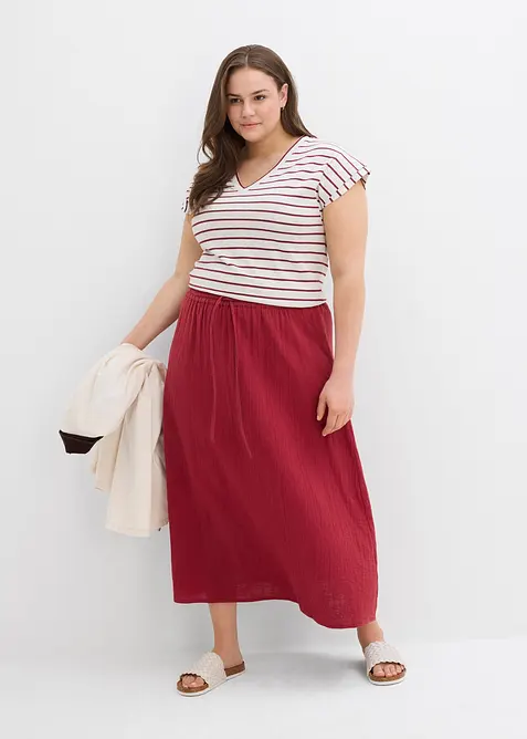 Maxiskjørt i musselin, bonprix