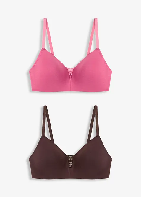 Padded-BH uten bøyle med bomull (2-pack), bonprix
