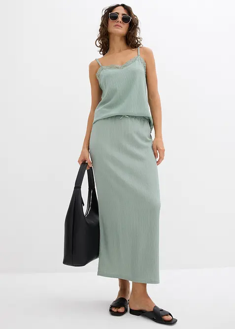 Maxiskjørt av lett krepp, bonprix