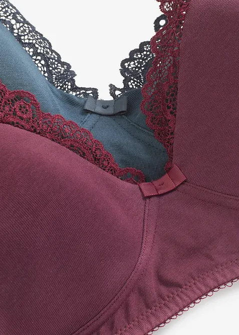 Vattert BH uten spiler med økologisk bomull (2-pack), bonprix