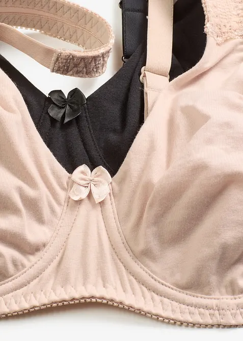 T-skjorte-BH med spiler og bomull (2-pack), bonprix