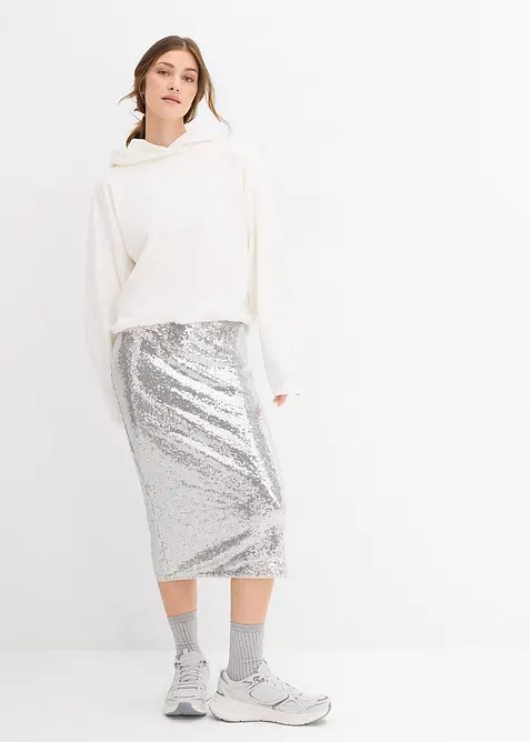 Hettegenser av viskosemiks med lett glans, bonprix