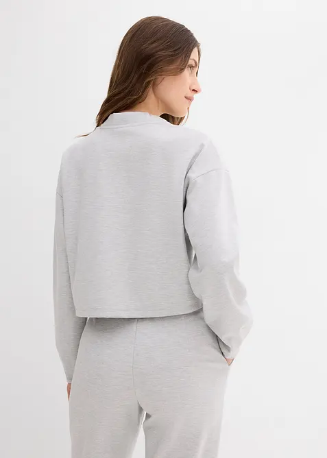 Sweatshirt i viskosemiks med knepping, bonprix