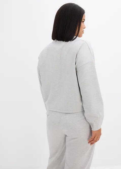 Sweatshirt i viskosemiks med knepping, bonprix