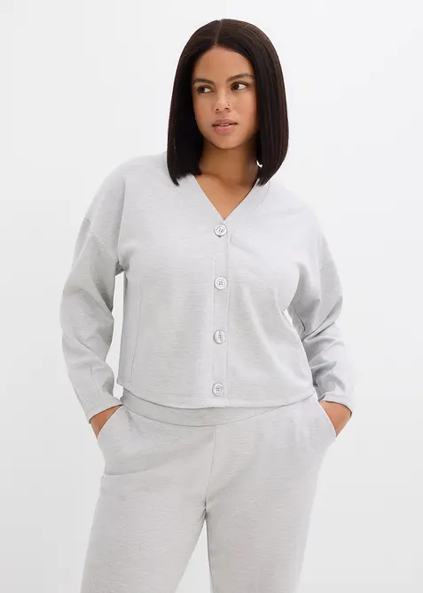 Sweatshirt i viskosemiks med knepping, bonprix