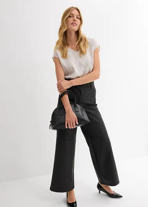 Kort bluse av sateng med glans, bonprix