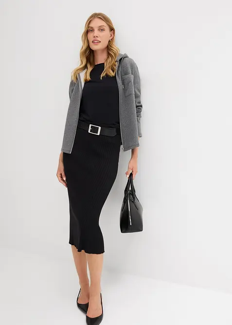 Sweatjakke med hette, med resirkulert polyester, bonprix