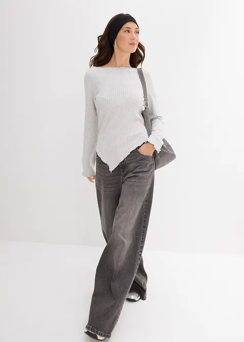 Ribbestrikket topp i myk viskosemiks, bonprix