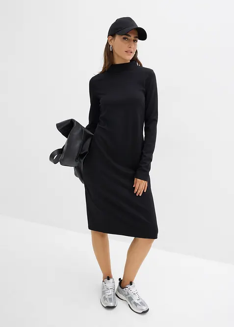 Kjole i Punto di Roma-materiale med st&aring;krage, bonprix