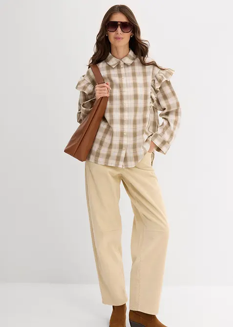 Skjortebluse med volanger, bonprix