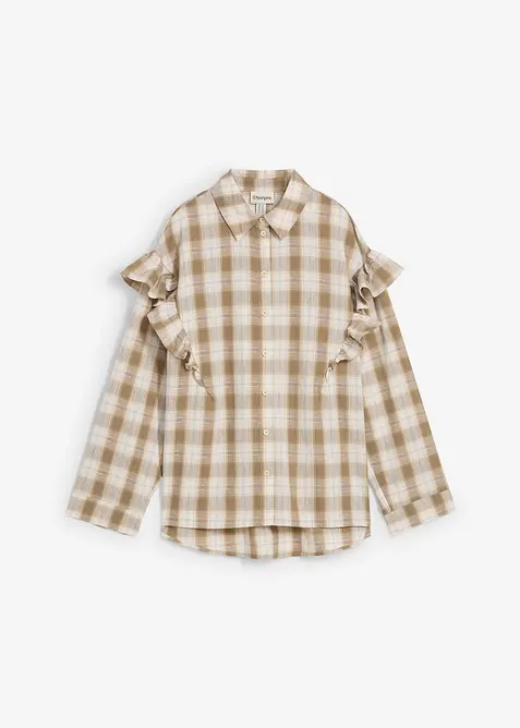 Skjortebluse med volanger, bonprix