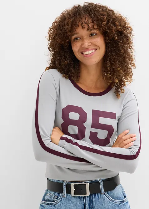 Langermet topp i lett jersey, bonprix