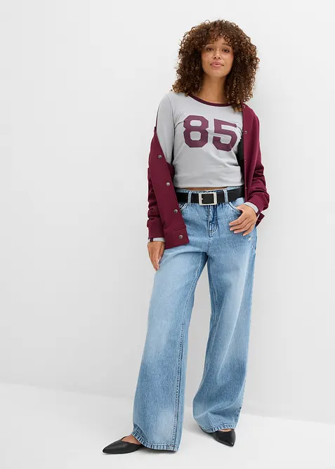 Langermet topp i lett jersey, bonprix