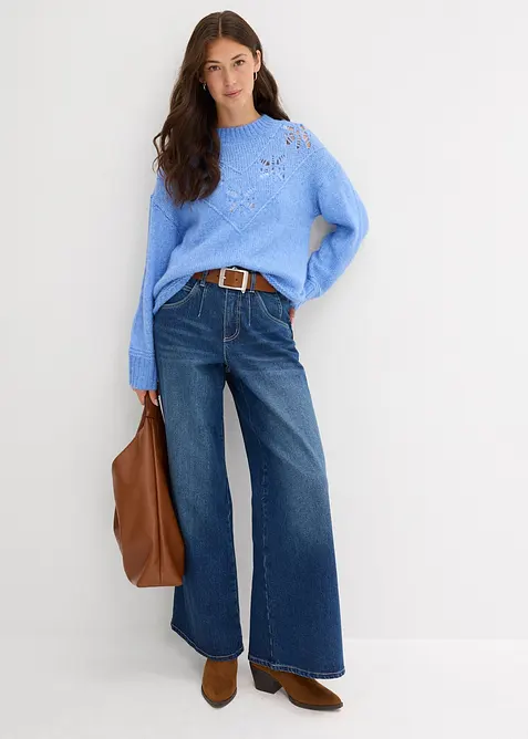 Grovstrikket genser i myk garnmiks med ull, bonprix