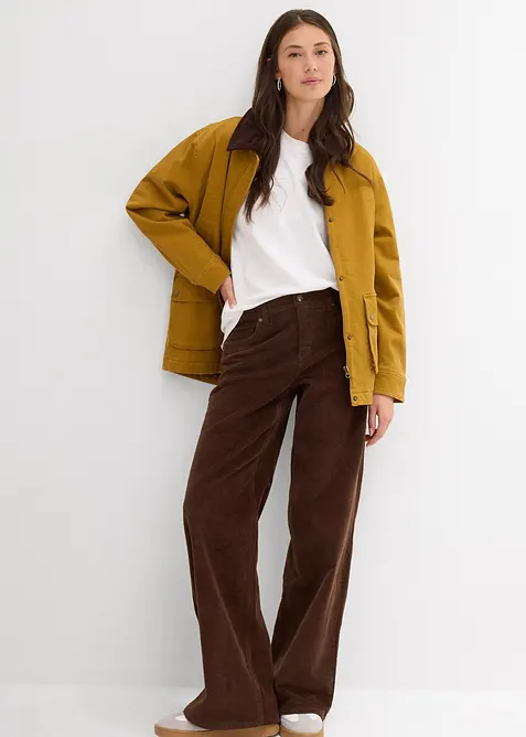 Cordbukse av elastisk bomullsmiks, bonprix