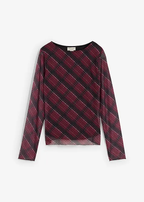 Langermet topp i fin mesh, bonprix