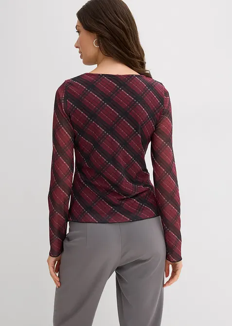 Langermet topp i fin mesh, bonprix