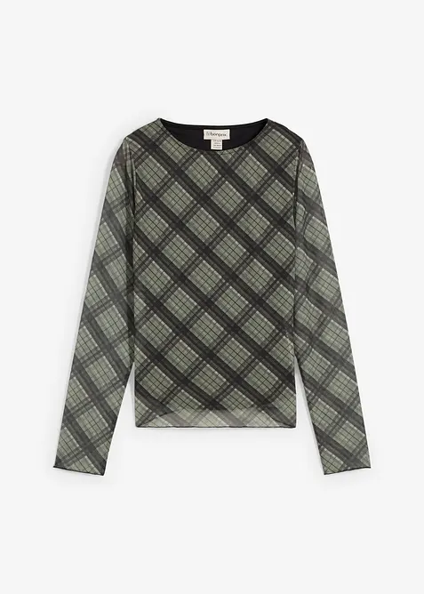 Langermet topp i fin mesh, bonprix