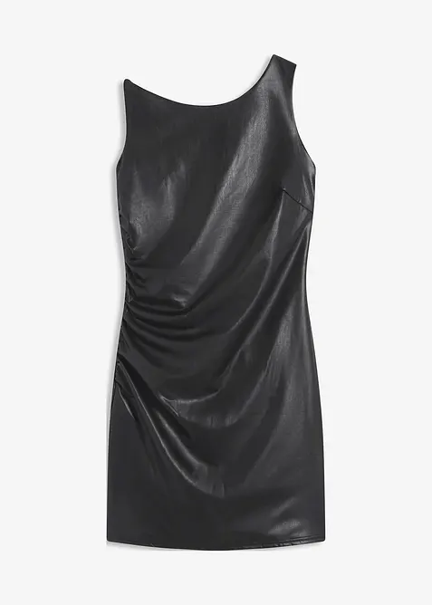 Off shoulder-minikjole i imitert skinn, bonprix