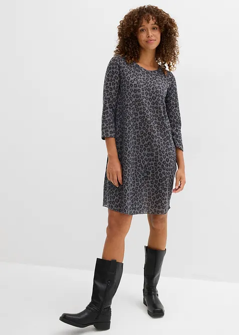 Kort trikotkjole i strikket look, bonprix