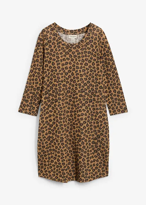 Kort trikotkjole i strikket look, bonprix