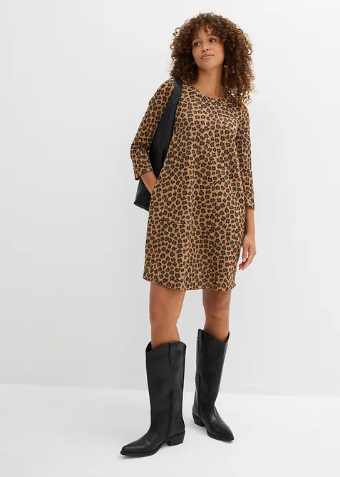 Kort trikotkjole i strikket look, bonprix