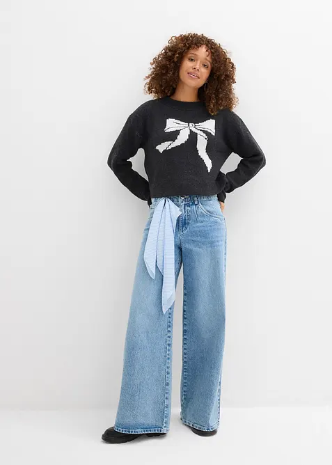 Strikkegenser med sløyfe, bonprix