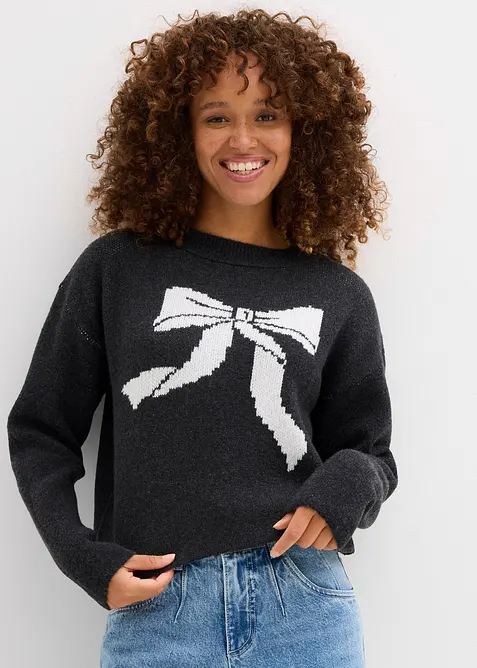 Strikkegenser med sløyfe, bonprix