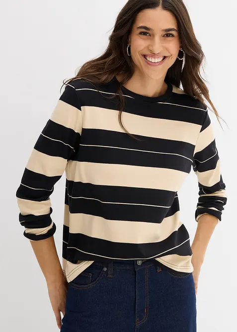 Langermet topp av solid bomull, bonprix