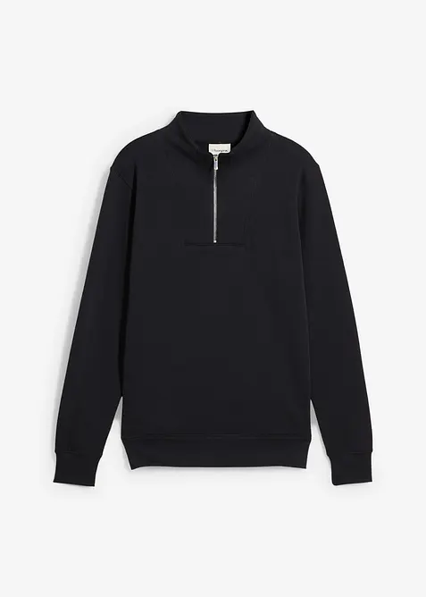 Sweatshirt i 100% økologisk bomull med kort glidelås, bonprix