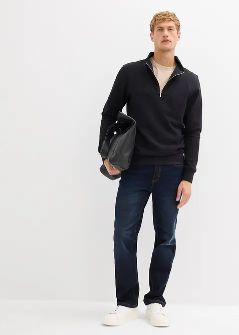 Sweatshirt i 100% økologisk bomull med kort glidelås, bonprix