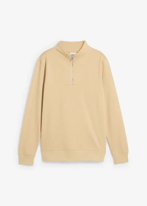 Sweatshirt i 100% økologisk bomull med kort glidelås, bonprix
