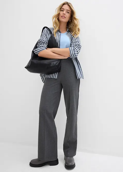 Bukse i ullstil med vide ben, bonprix