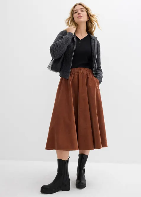 Skj&oslash;rt i kordfl&oslash;yel i bomullsmiks, bonprix