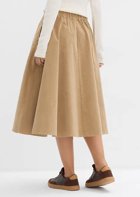 Skjørt i kordfløyel i bomullsmiks, bonprix