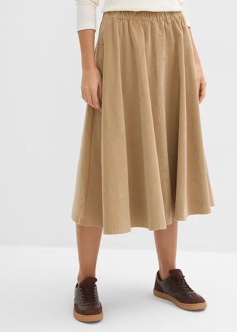 Skjørt i kordfløyel i bomullsmiks, bonprix