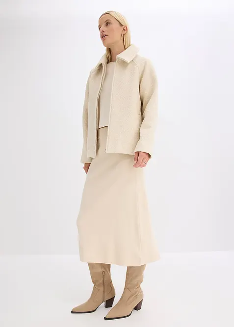 Strikket skjørt i utskrådd modell, bonprix