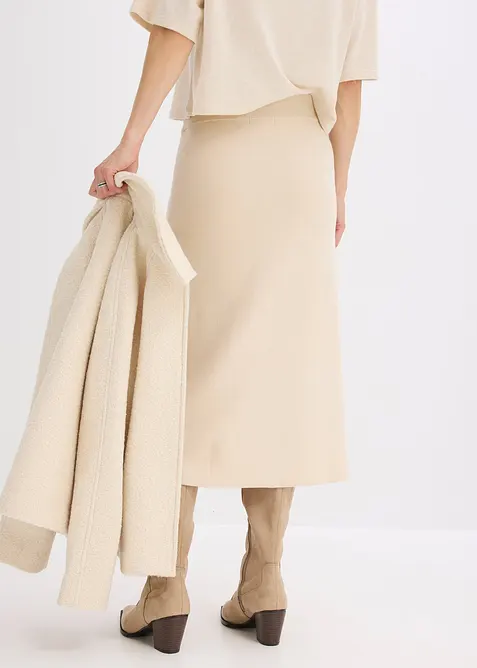 Strikket skjørt i utskrådd modell, bonprix