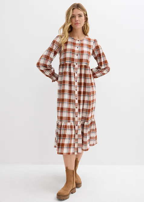 Midikjole i flanell, bonprix