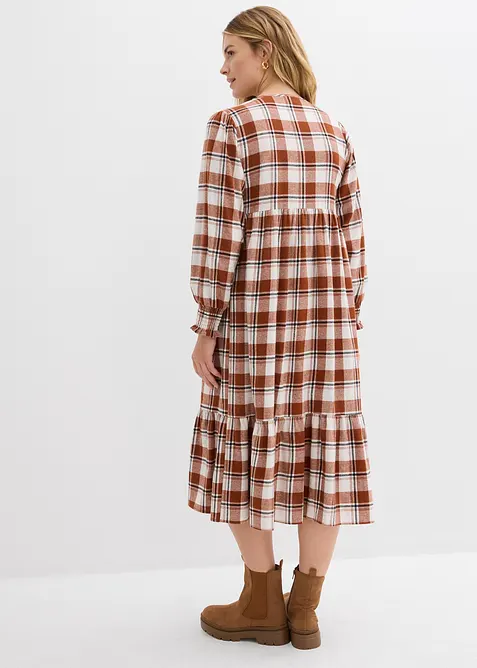 Midikjole i flanell, bonprix